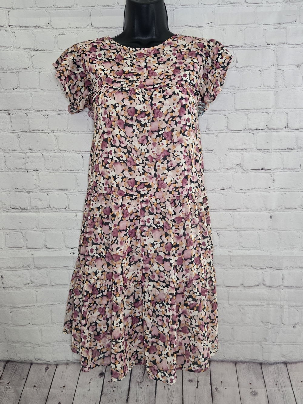Pink Lily‎ Babydoll Dress Sz M Floral Whimsical Gardencore Coquette
